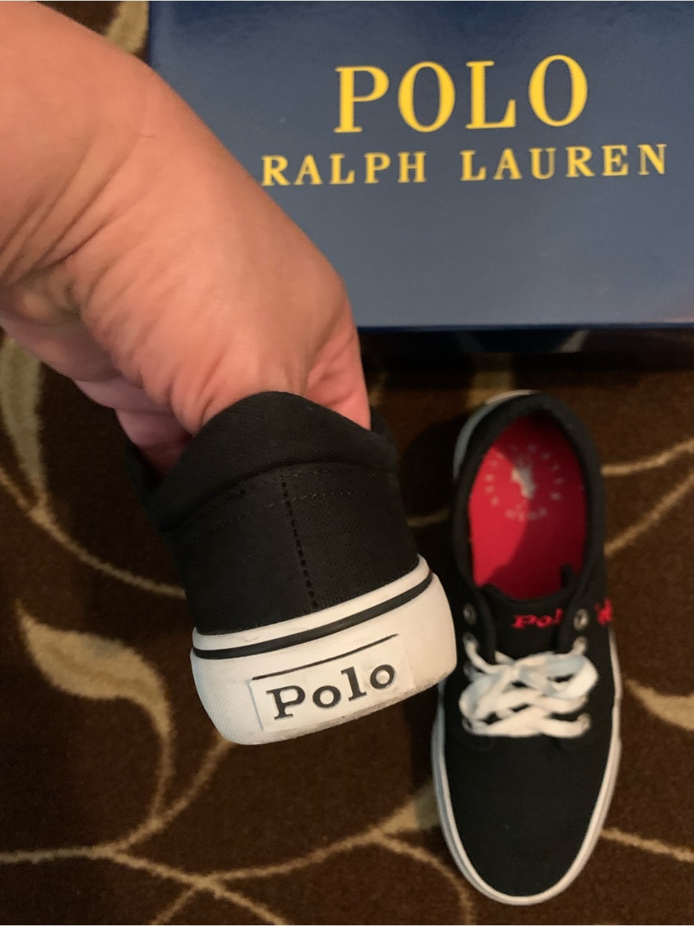 Polo by Ralph Lauren Black Canvas Sneakers with White Laces - Picture 4 of 5